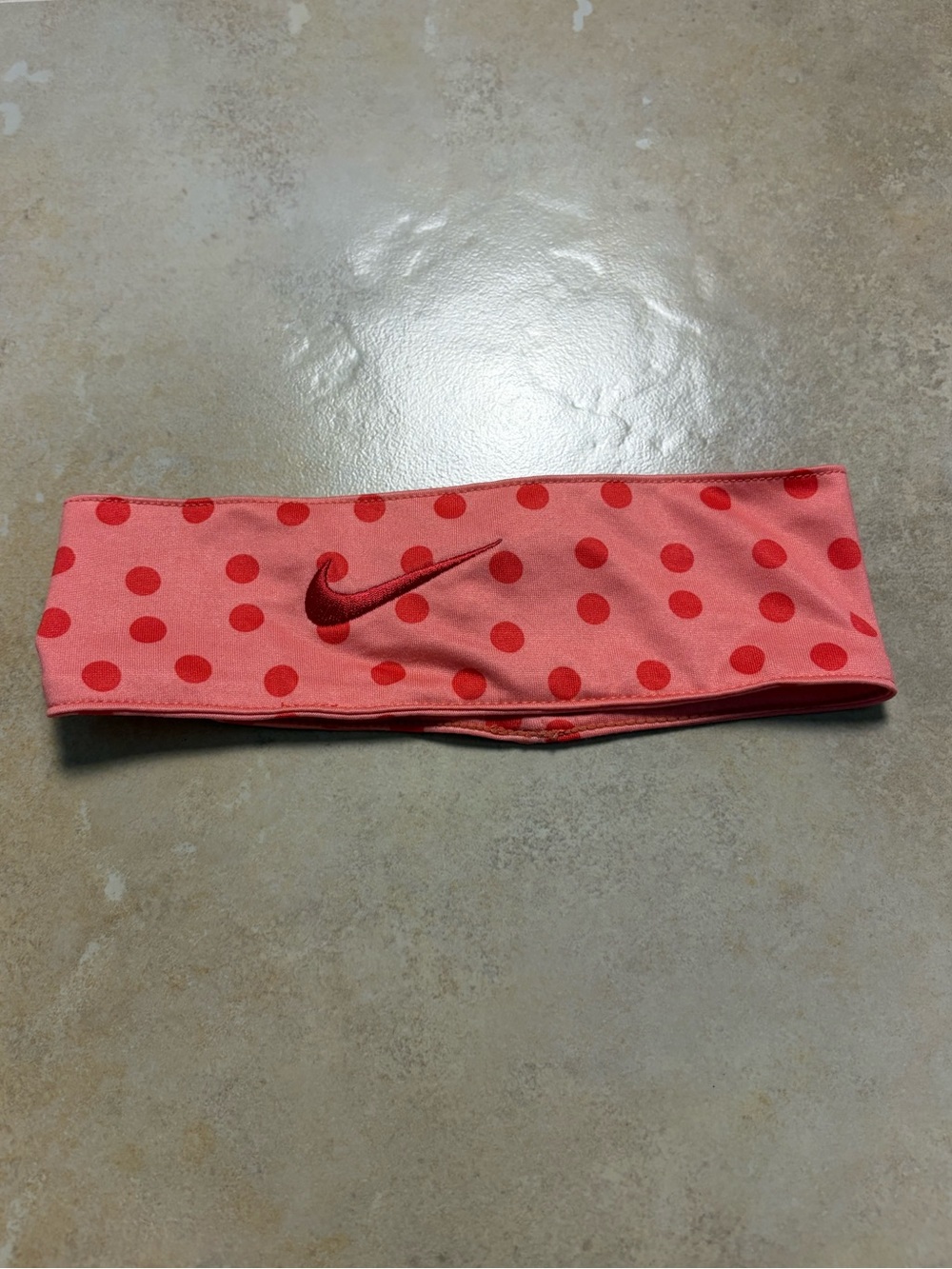 Nike Pink Red Polka Dot Swoosh Athletic Headband